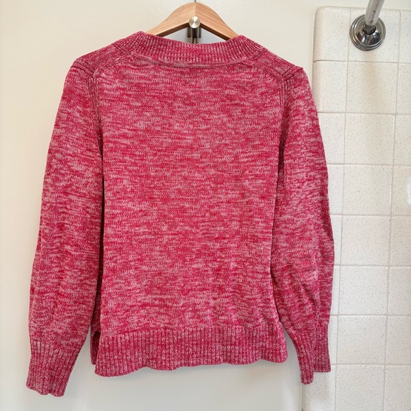GAP Women's Thick V-Neck Sweater Red and White 100% Cotton Medium fit like Large - Picture 7 of 8